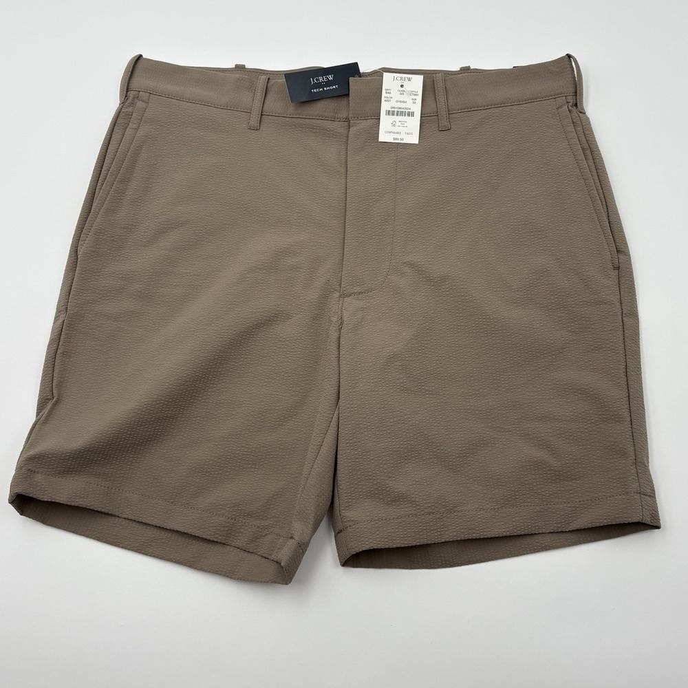 J.Crew Tech Short Mens 32 Brown Golf Athletic Shorts‎ Seersucker NWT 7"